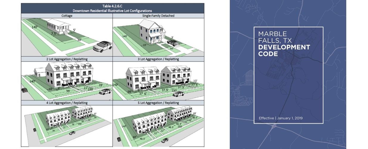 downtown residential illustration lot configurations for Marble Falls